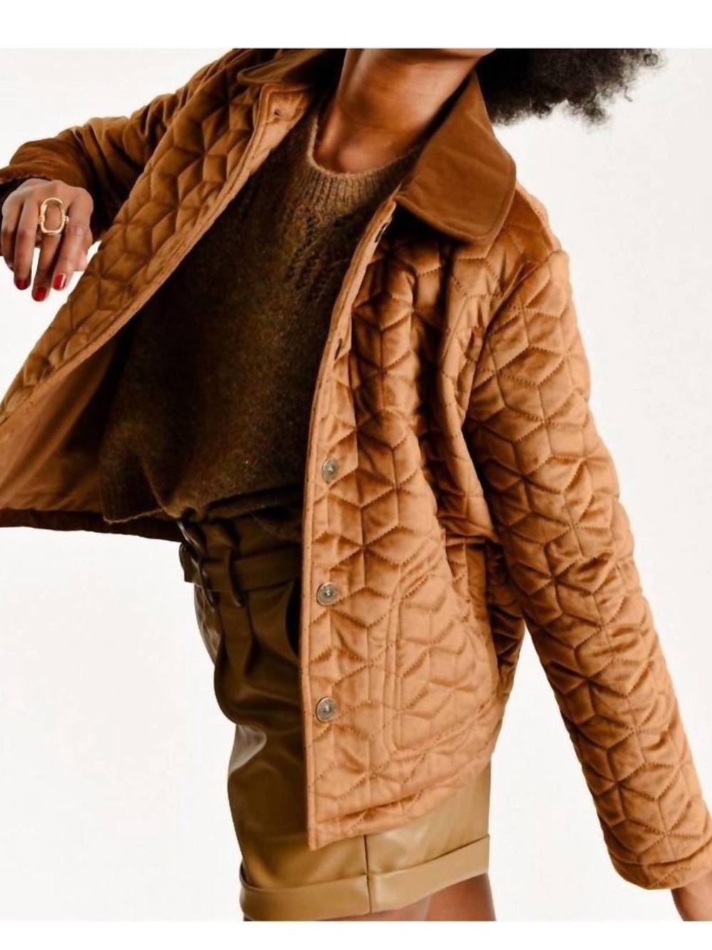 MOLLY BRACKEN woven jacket camel in brown XS